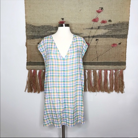 Madewell Gingham Cover up Tunic Blue XS - Picture 2 of 7